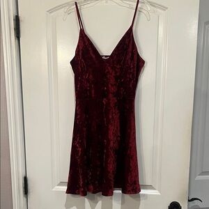 Charlotte Russe Velvet Mini Dress in Deep Red